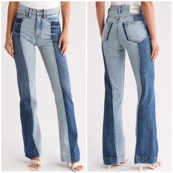 Frame Atelier Pieced Slim Stacked Jeans - Picture 1 of 12